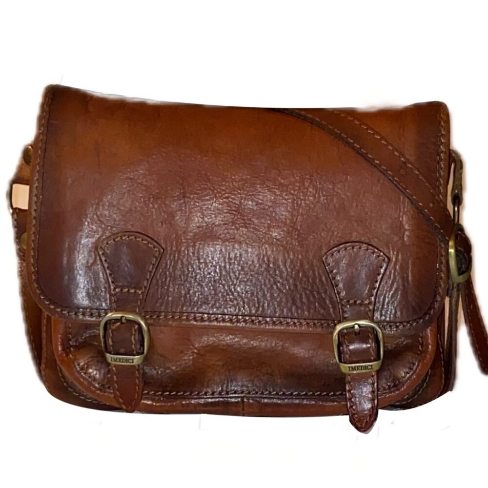 IMEDICI Italian Brown Leather Crossbody Messenger Bag Small Hobo Shoulder Bag EC - Picture 2 of 16